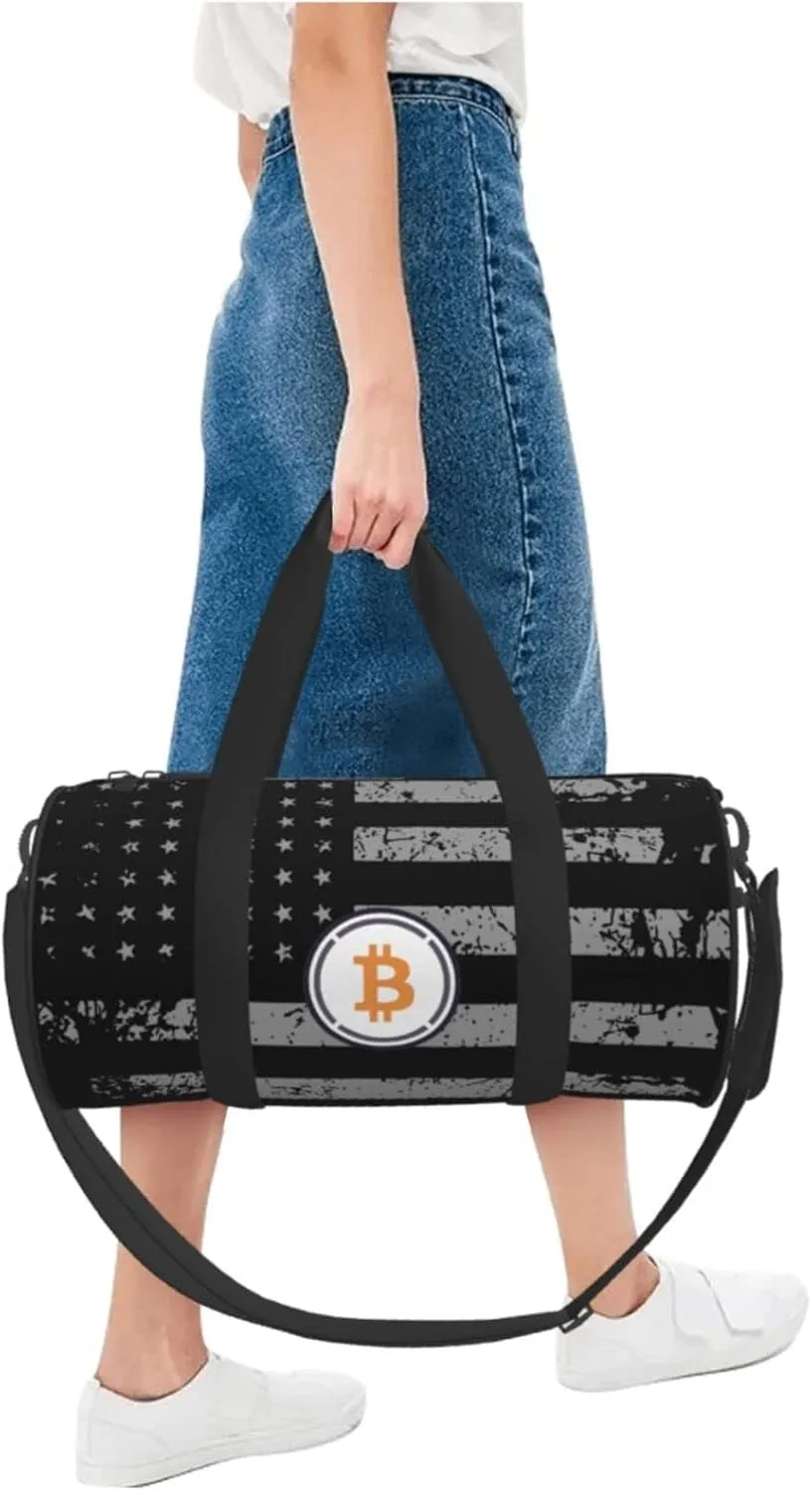 Bitcoin Travel Luggage Duffel Bag Sports Rolling Foldable Duffel Bag, Black