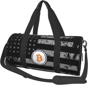 Bitcoin Travel Luggage Duffel Bag Sports Rolling Foldable Duffel Bag, Black