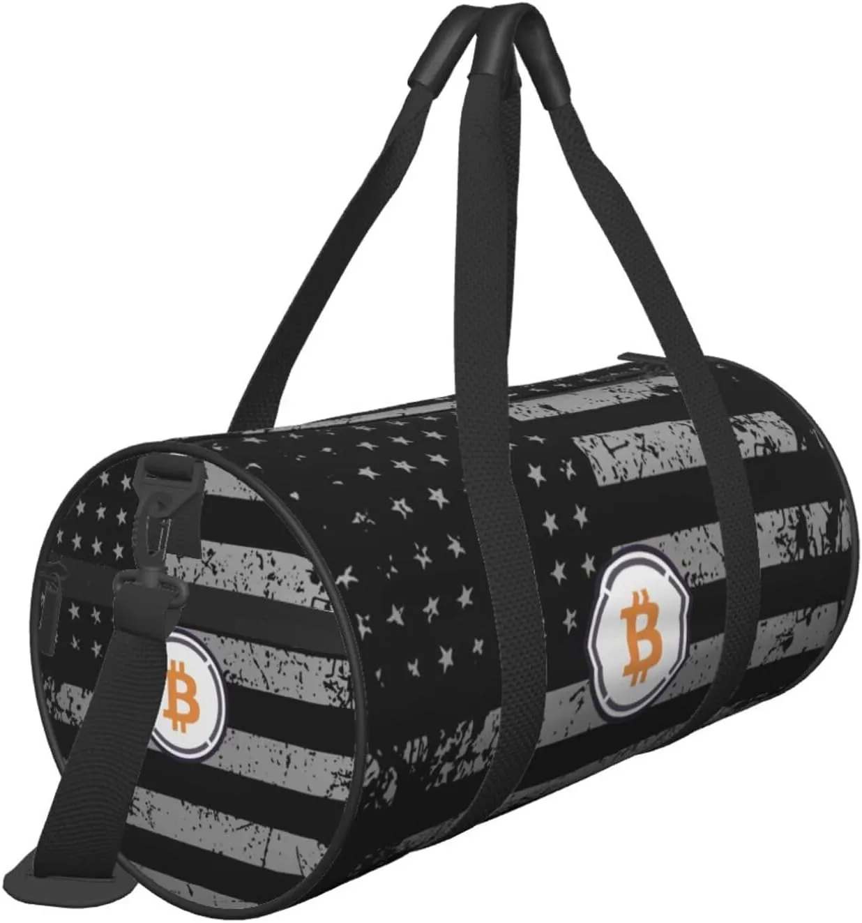 Bitcoin Travel Luggage Duffel Bag Sports Rolling Foldable Duffel Bag, Black