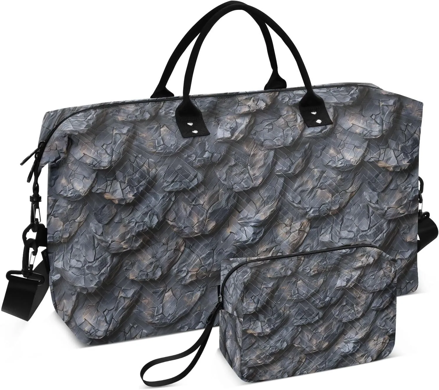 Black Scales Duffel Bag for Travel Gym Sport, Weekender Travel Bags Carry on Overnight Bag