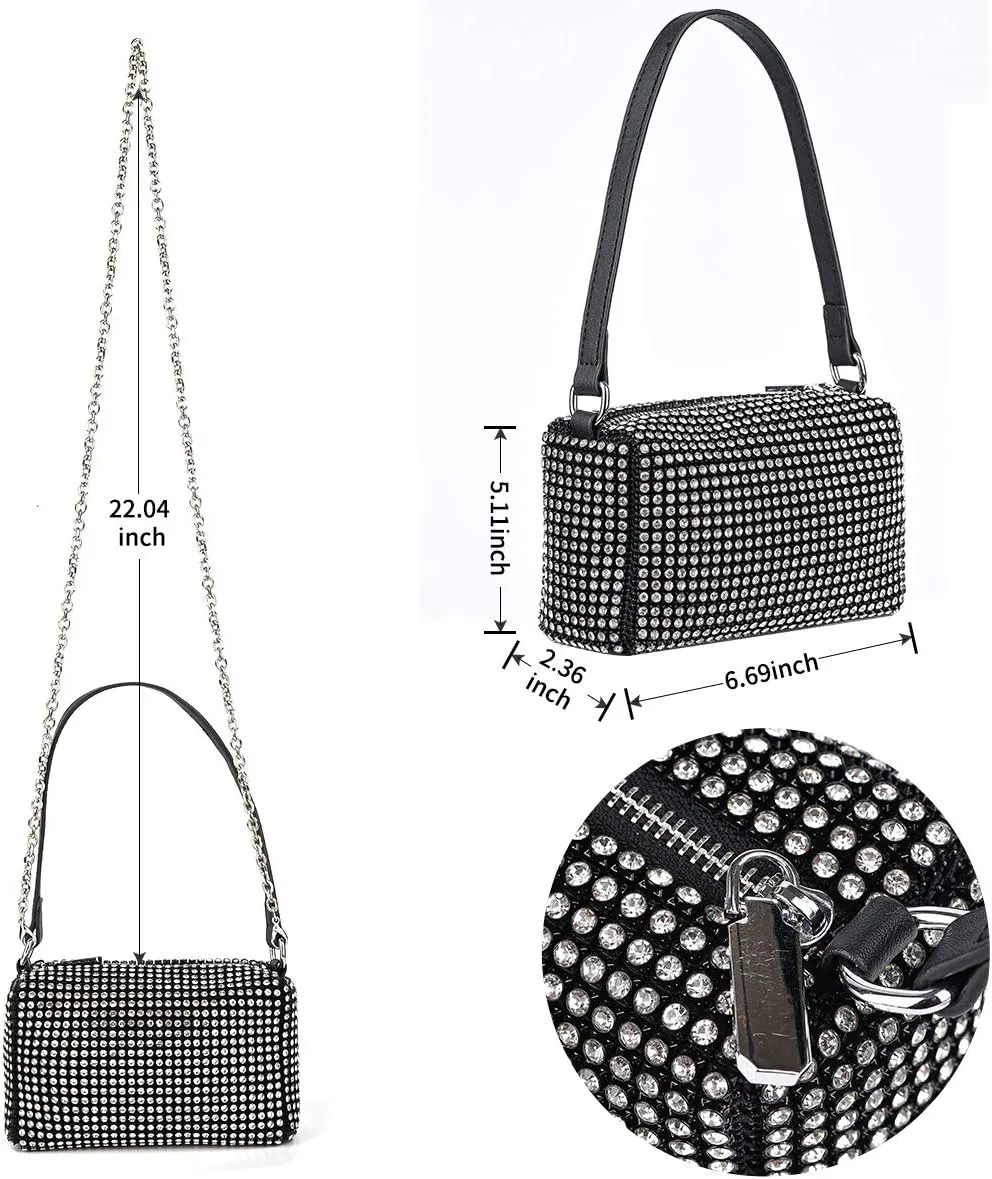 Bling Bling Crystals Evening Clutch Bag for Women Girls Sparkling Crossbody Bag Wedding Prom Party Club Purses Handbags