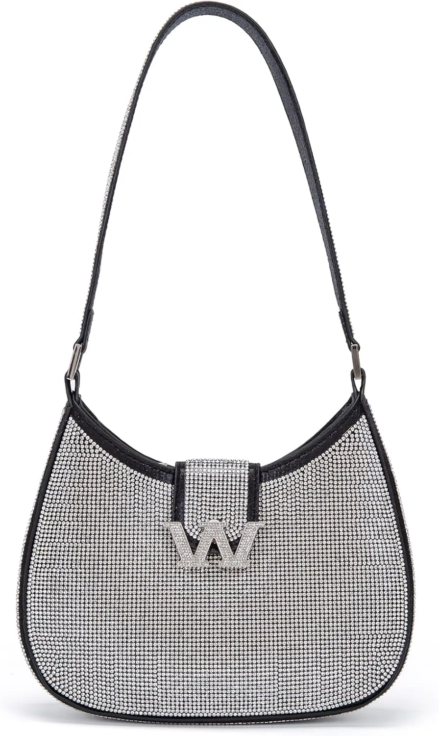 Bling Bling Rhinestone Crystals Evening Clutch Handbags for Women Sparkling Wedding Prom Party Club Purses (black)