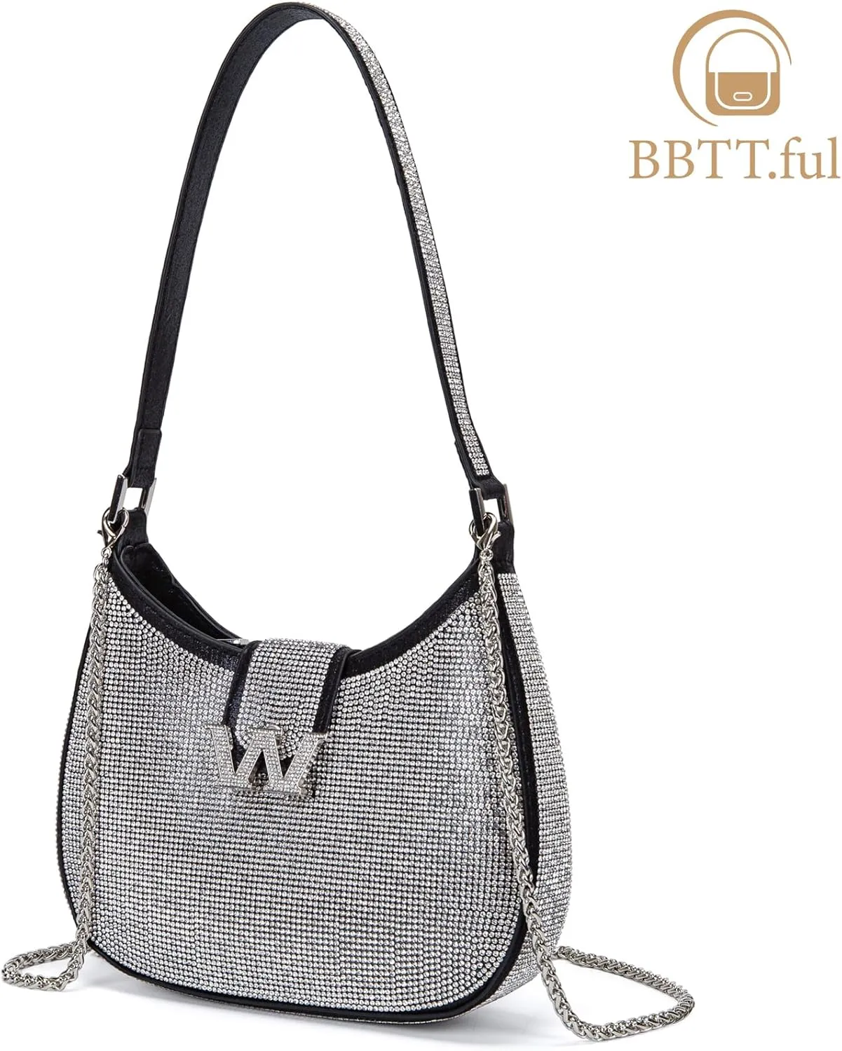 Bling Bling Rhinestone Crystals Evening Clutch Handbags for Women Sparkling Wedding Prom Party Club Purses (black)