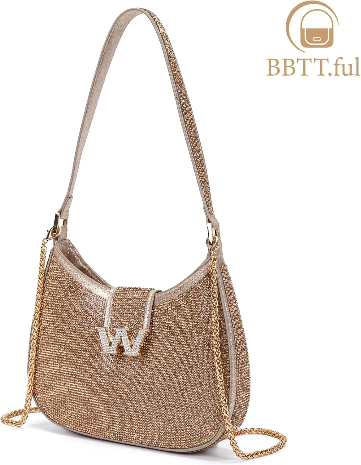 Bling Bling Rhinestone Crystals Evening Clutch Handbags for Women Sparkling Wedding Prom Party Club Purses (gold)