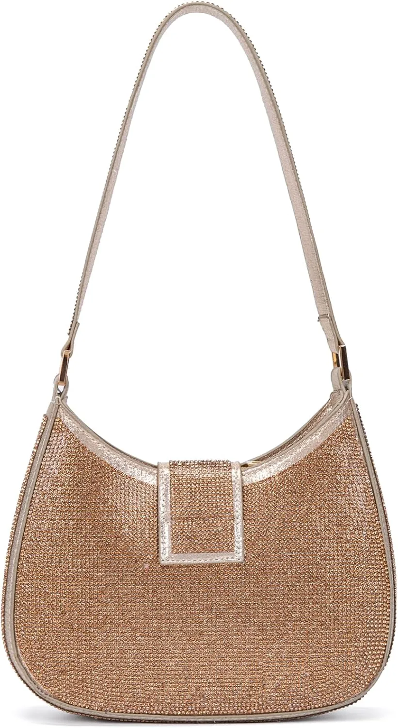 Bling Bling Rhinestone Crystals Evening Clutch Handbags for Women Sparkling Wedding Prom Party Club Purses (gold)