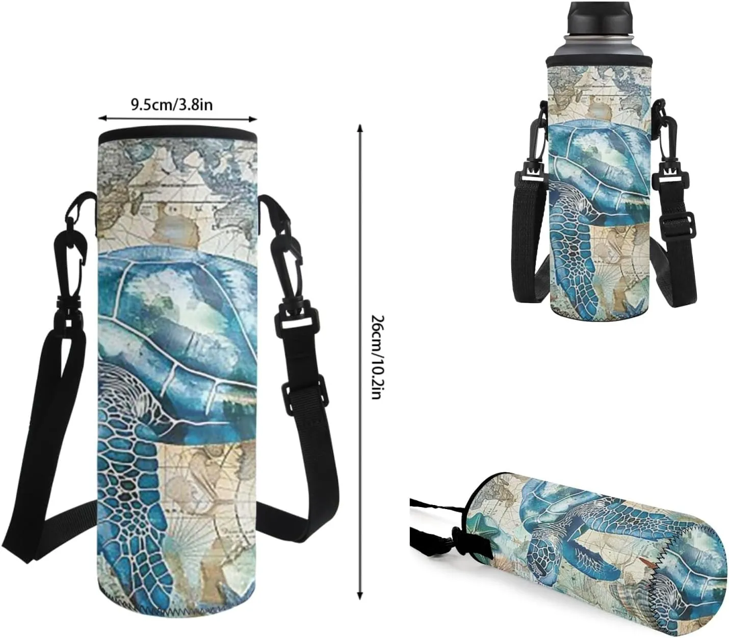 Blue Animal Turtle Travel Backpack for Teen Girls Boys 4 Pcs School Bag Set with Insulated Lunch Bag Pencil Case Water Bottle Holder Sleeve Casual Bookbag Shoulder Bagpack Sets