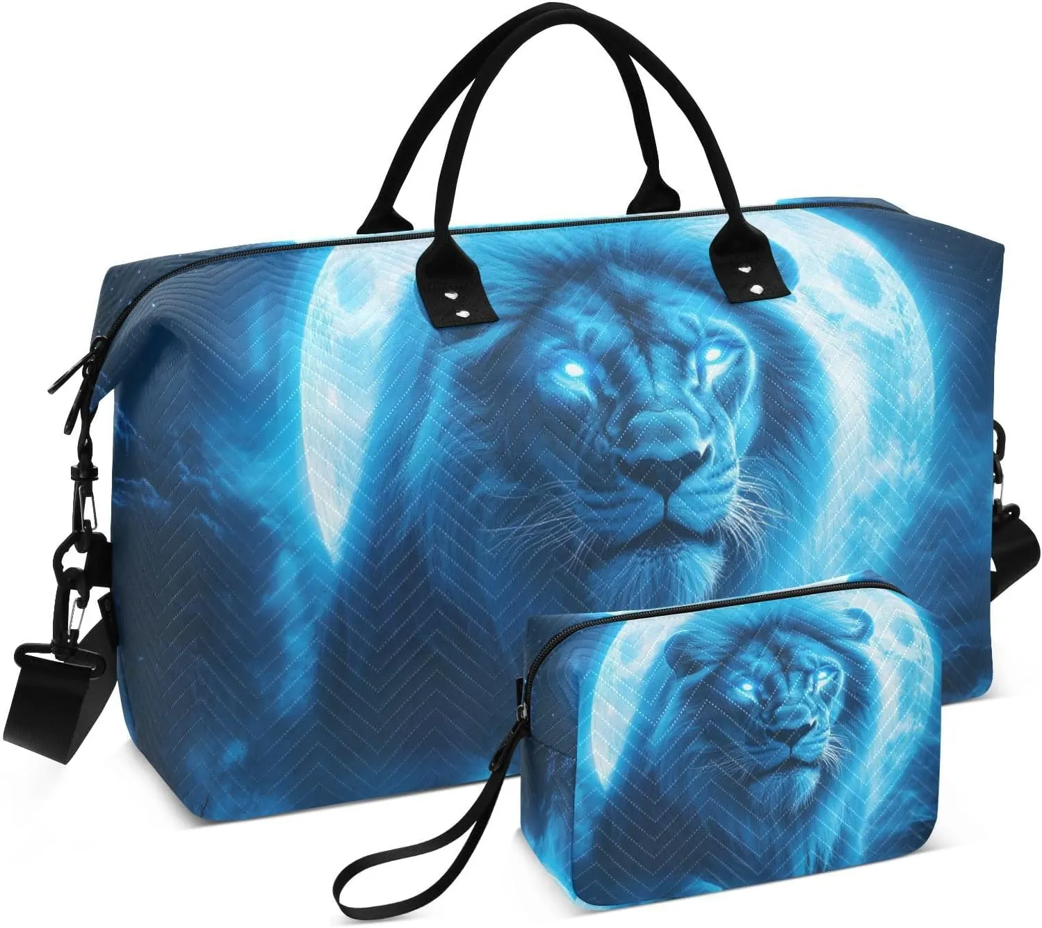 Blue Lion Moon Duffel Bag for Travel Gym Sport, Weekender Travel Bags Carry on Overnight Bags