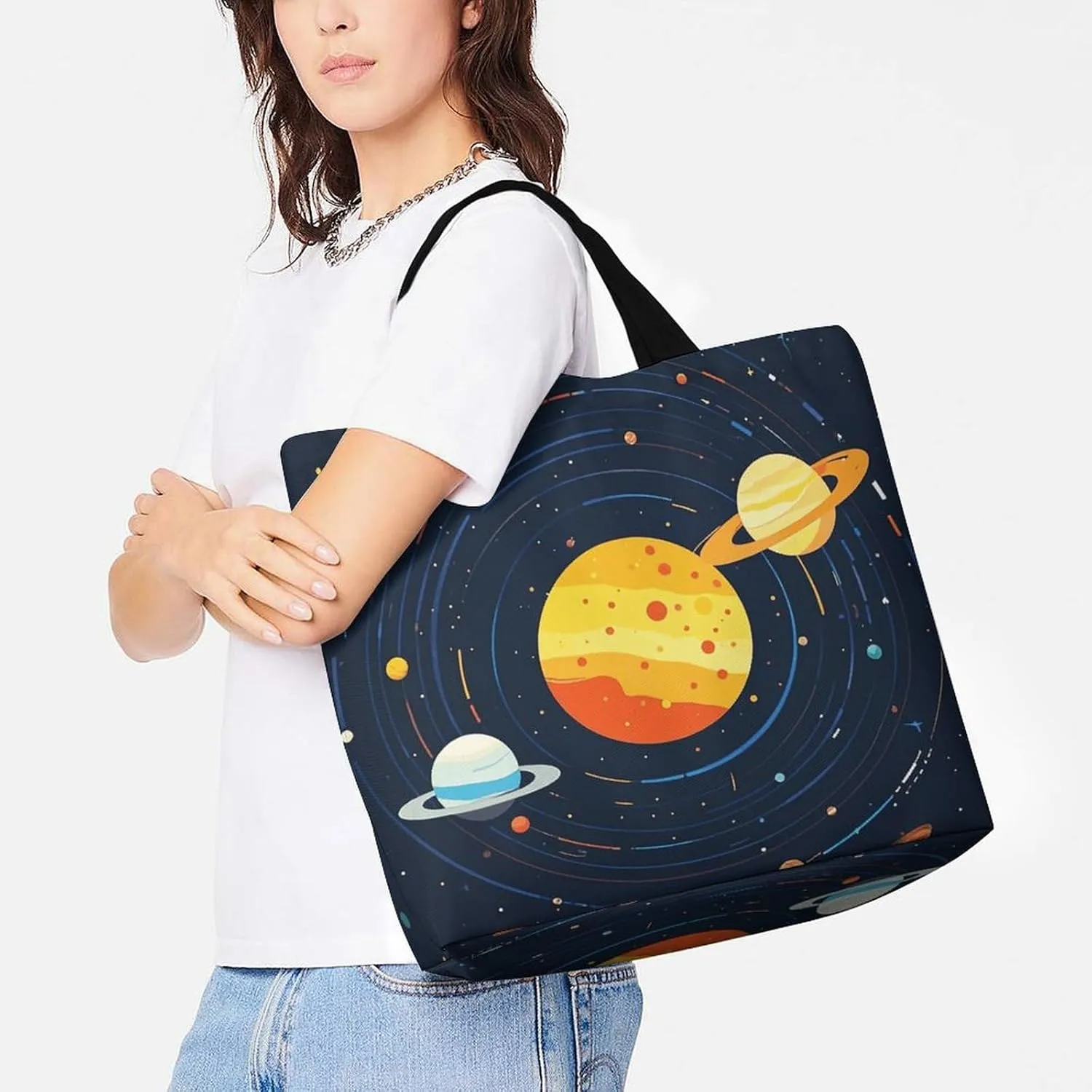 Blue Peach Blossom Tote Bags, Reusable Grocery Bags, Large Shopping Bag, Beach Bag, Shoulder Bag for Women