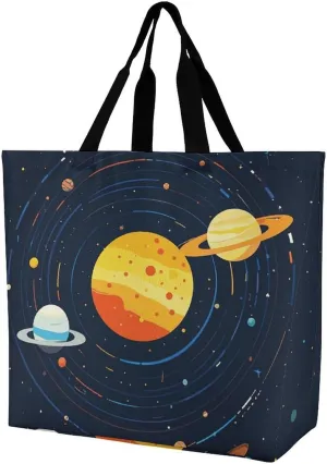 Blue Peach Blossom Tote Bags, Reusable Grocery Bags, Large Shopping Bag, Beach Bag, Shoulder Bag for Women