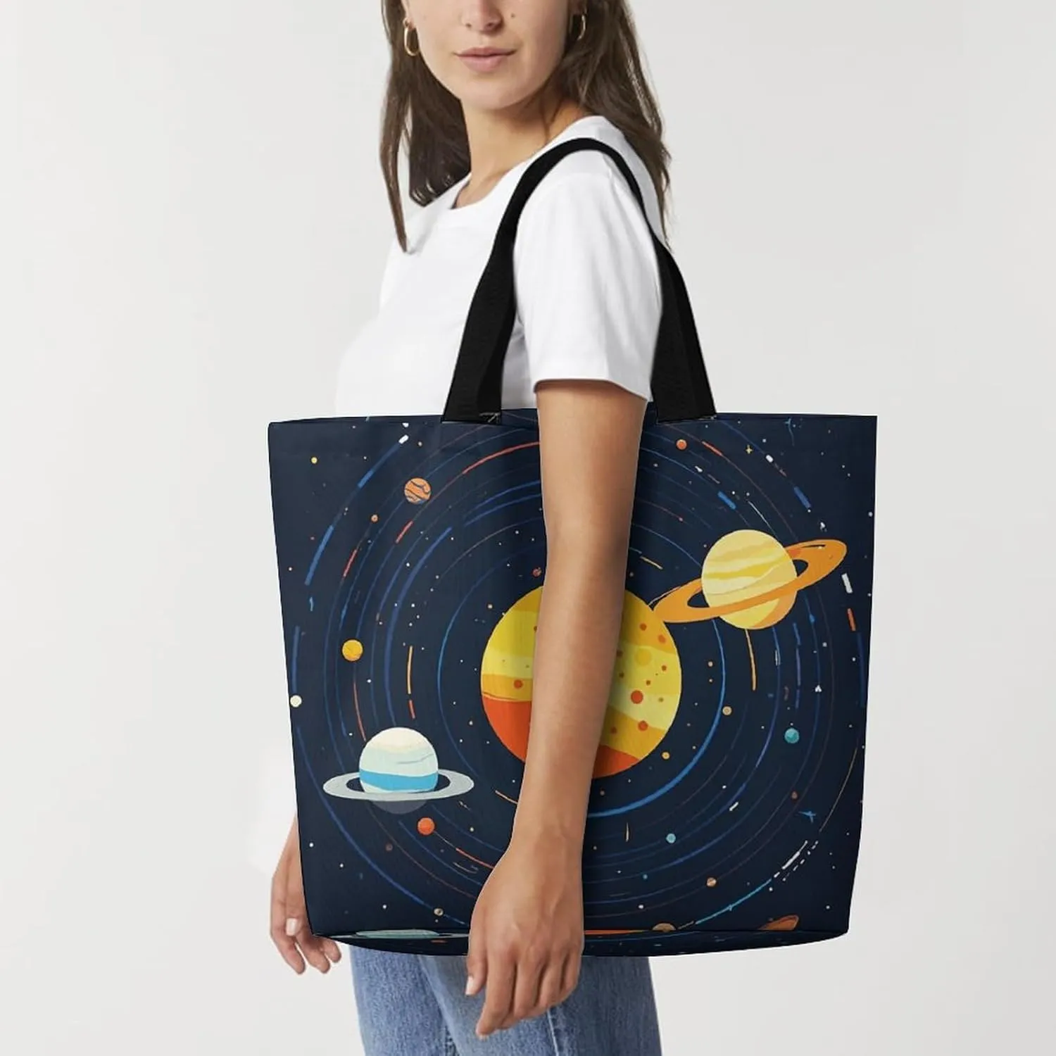 Blue Peach Blossom Tote Bags, Reusable Grocery Bags, Large Shopping Bag, Beach Bag, Shoulder Bag for Women