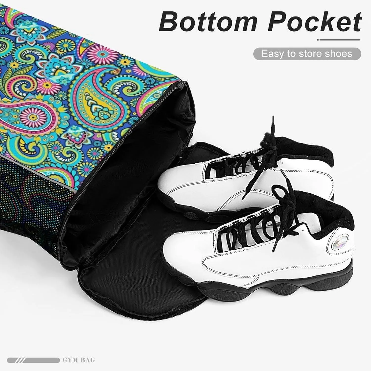 Blue Pink Paisley Sports Bundle Pocket Wet Dry Separation Backpack