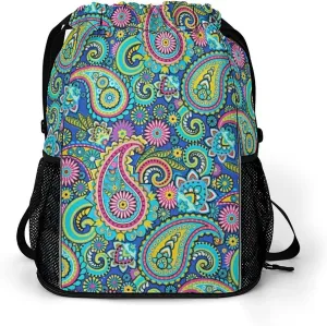 Blue Pink Paisley Sports Bundle Pocket Wet Dry Separation Backpack
