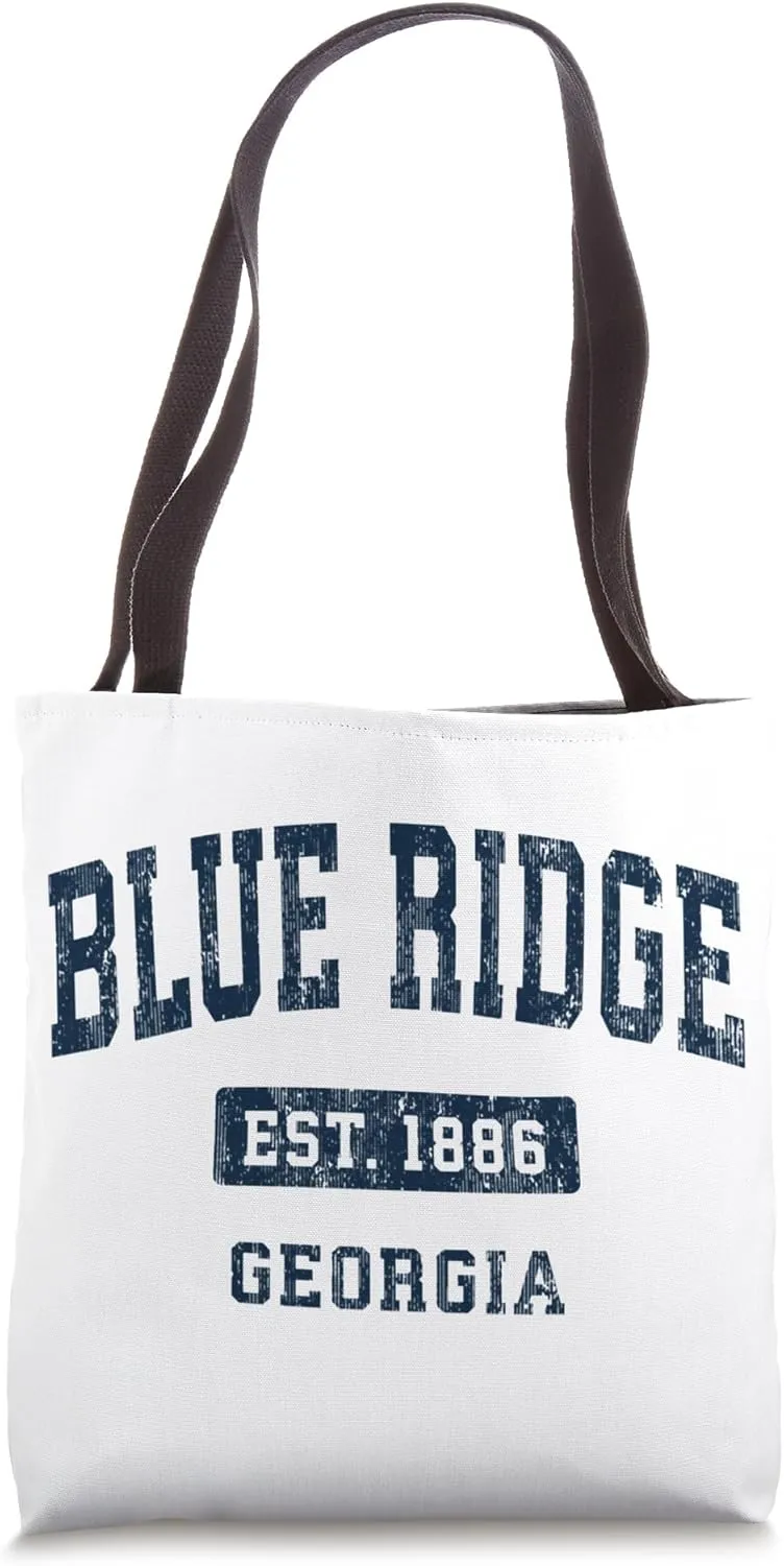 Blue Ridge Georgia GA Vintage Sports Established Navy Design Tote Bag