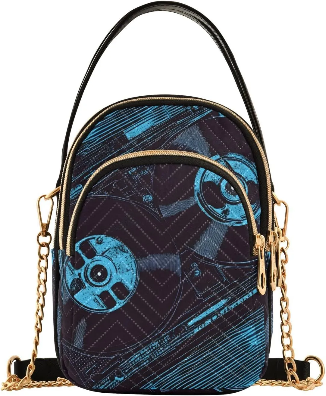 Blue Tape Recorder Crossbody Purse for Women Travel Handbag Small Shoulder Bag