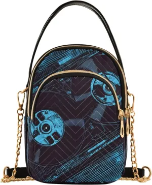 Blue Tape Recorder Crossbody Purse for Women Travel Handbag Small Shoulder Bag