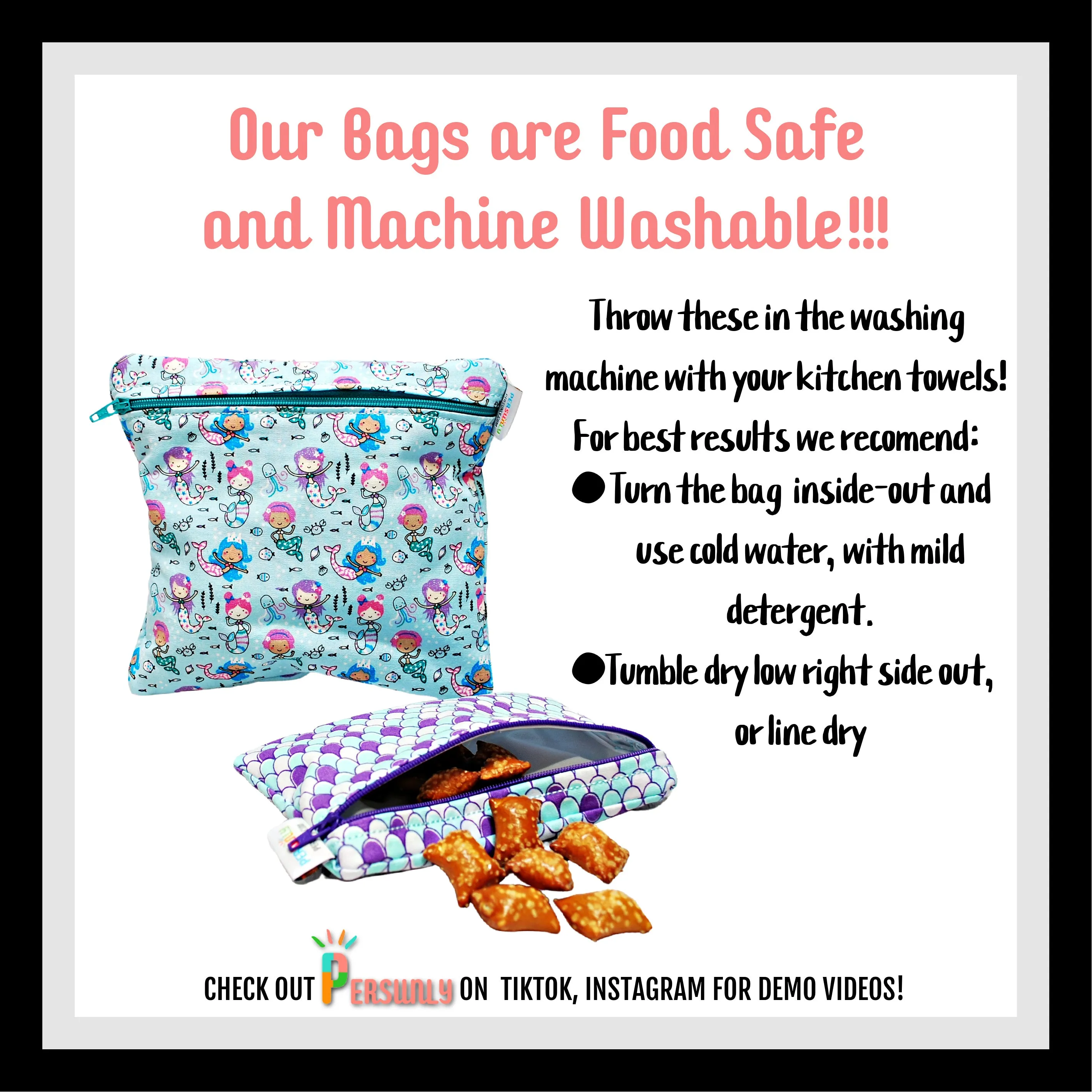 Blue Water Swim Personalized Reusable Food Bag