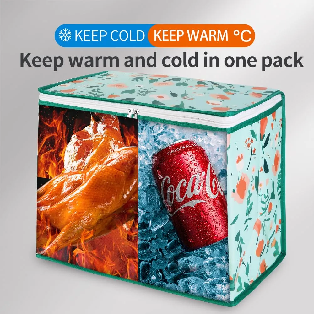Bodaon 4-Pack Cooler Insulated Food Delivery Bag, X-Large Bags With Top Zippered for Grocery/DoorDash/Catering/Shopping, Thermal Hot Pizza, Large Cold and Frozen Door Dash Accessories, XL Tote, Flower