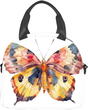 Boho butterfly invertebrate animal insect Insulated Adult Lunch Bag with Shoulder Strap for Women Lightweight Reusable Portable Freezable Lunch Tote Bag for Work Picnic