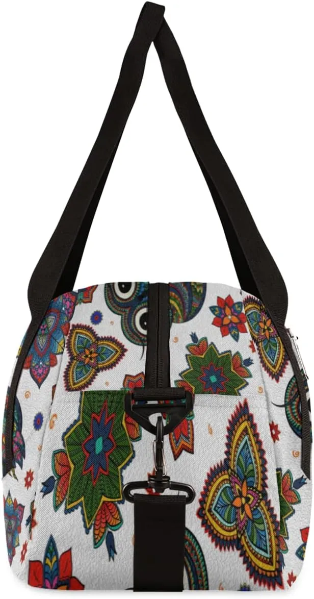 Boho Ethnic Tribal Owl Kids Duffel Bag for Girls Boys Teens, Oil Painting Dance Bag Overnight Small Duffel Bag Carry On Weekend Sports Gym Travel Bag for School Practice Gymnastics Ballet