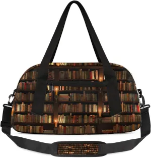 Book Library Kids Overnight Duffle Bags for Girls Boys, Bookshelf Lightweight Sports Gym Bag for Kids，Small Overnight Weekender Carry on Travel Bags Dance Bag