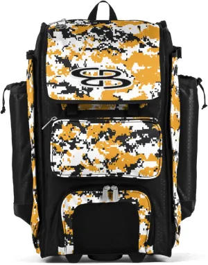 Boombah Rolling Catchers Superpack Baseball/Softball Gear Bag Digital Camo - 23-1/2" x 13-1/2" x 9-1/2" - Multiple Colors - Telescopic Handle and Holds 4 Bats - Wheeled Version