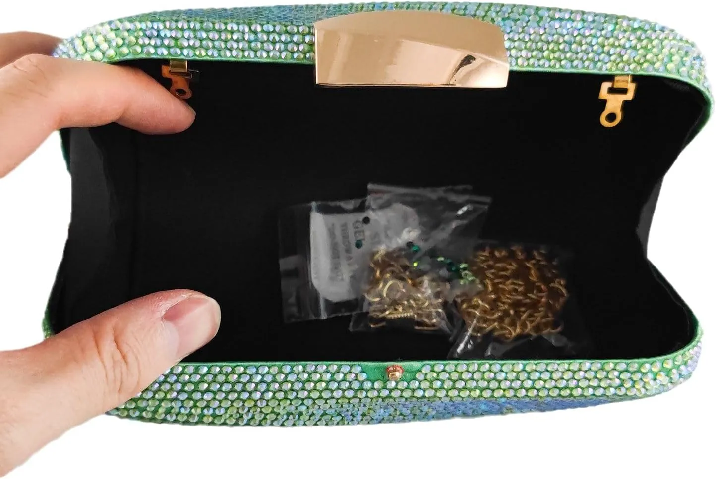 Boutique De FGG Sea Wave Luxury Crystal Clutch Evening Bags for Women Colorful Rhinestone Wedding Handbags and Purses