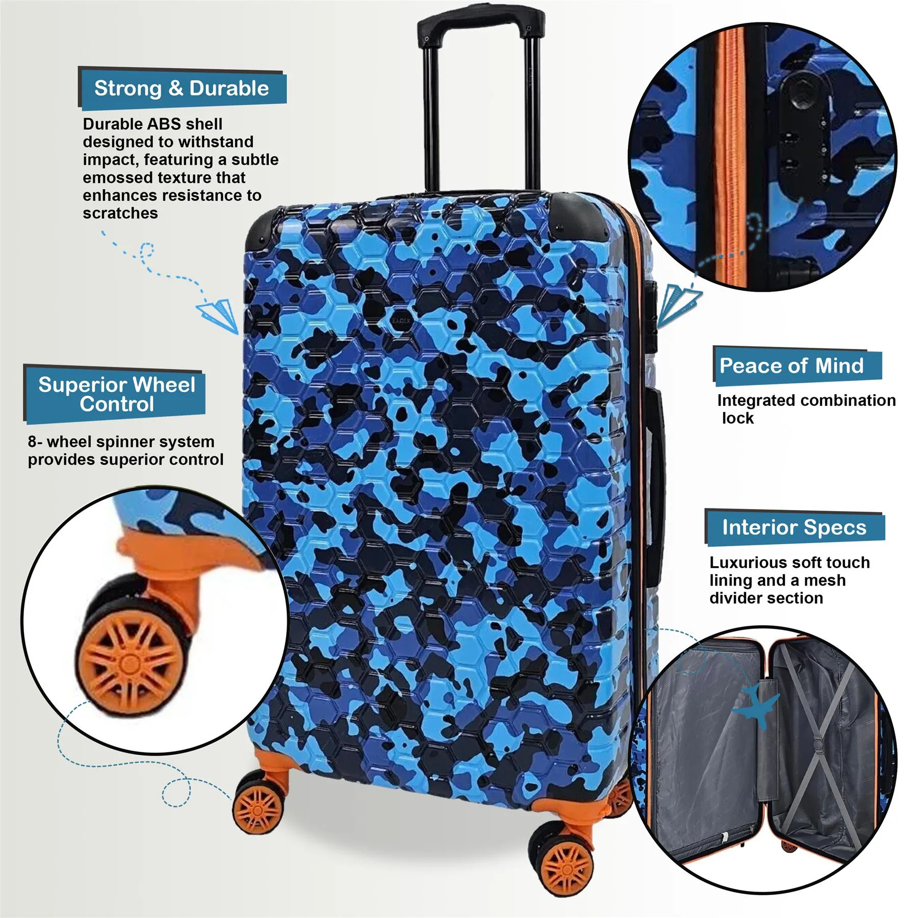 Brantley Medium Hard Shell Suitcase in Blue