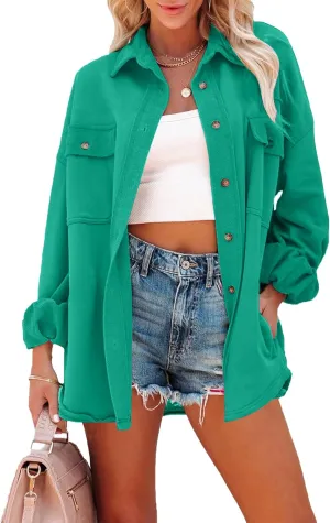 Breezy Lane Button Down Shirt Coats for Women Long Sleeve Shackets for Spring Summer Fall