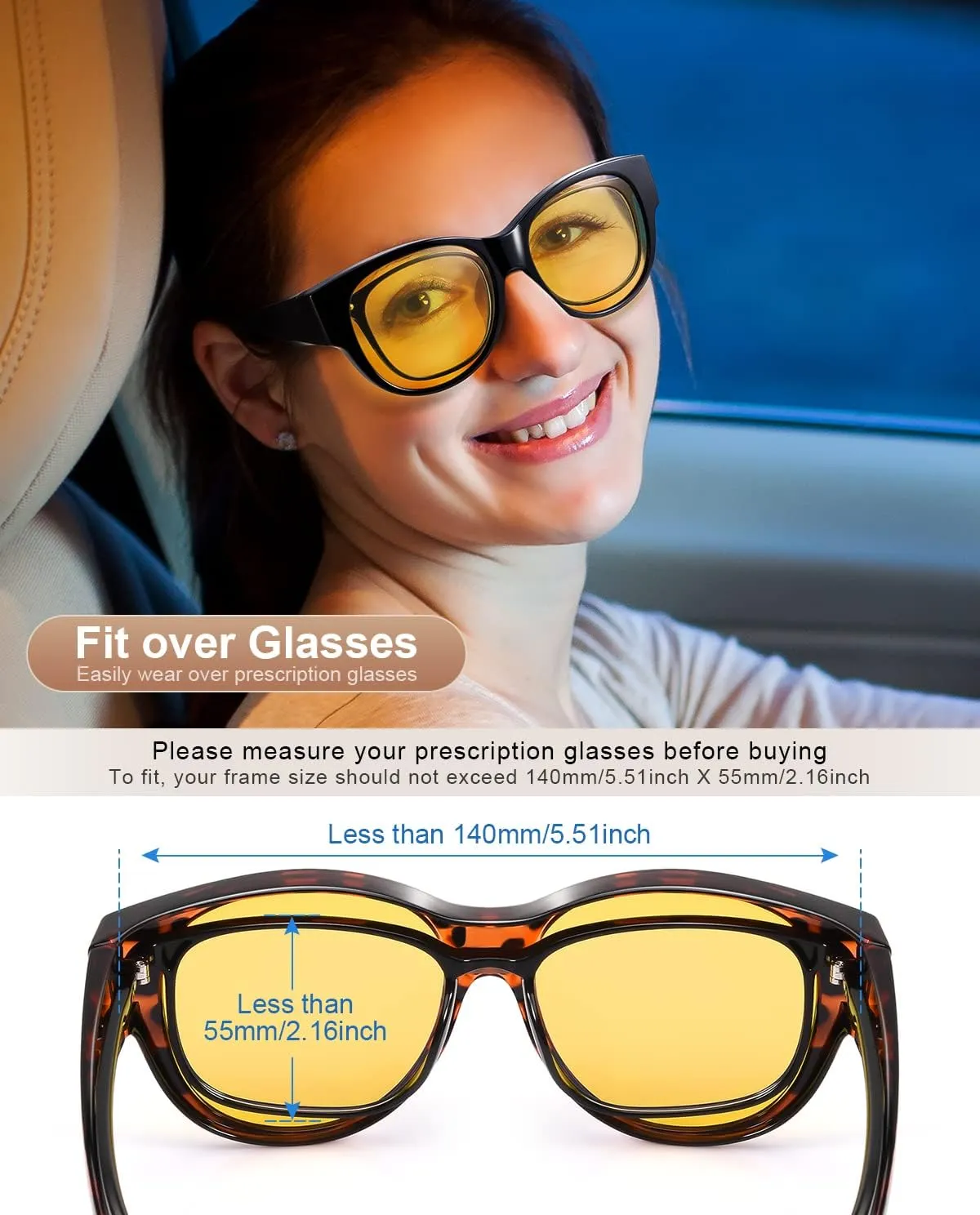 Br’Guras Oversized Polarized Fit over Sunglasses Over Glasses for Men and Women