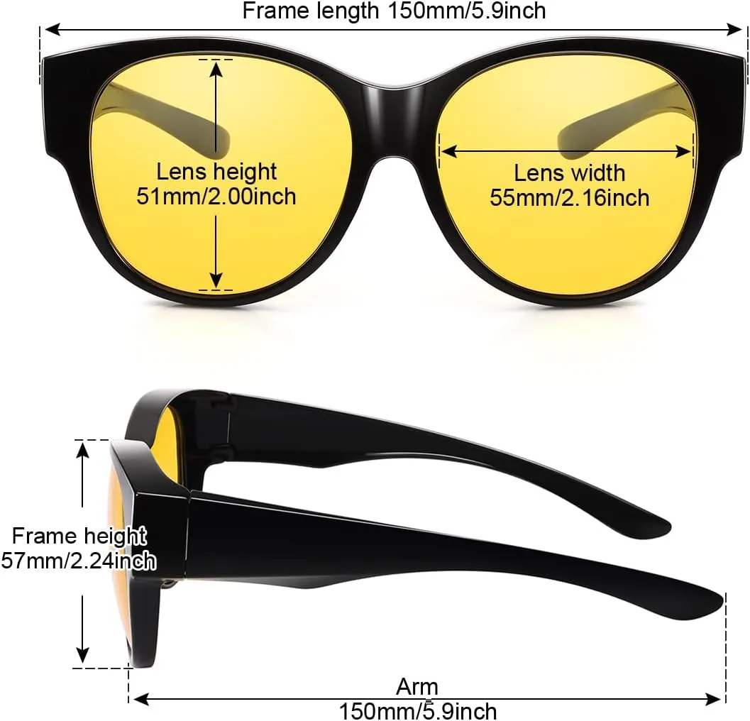 Br’Guras Oversized Polarized Fit over Sunglasses Over Glasses for Men and Women