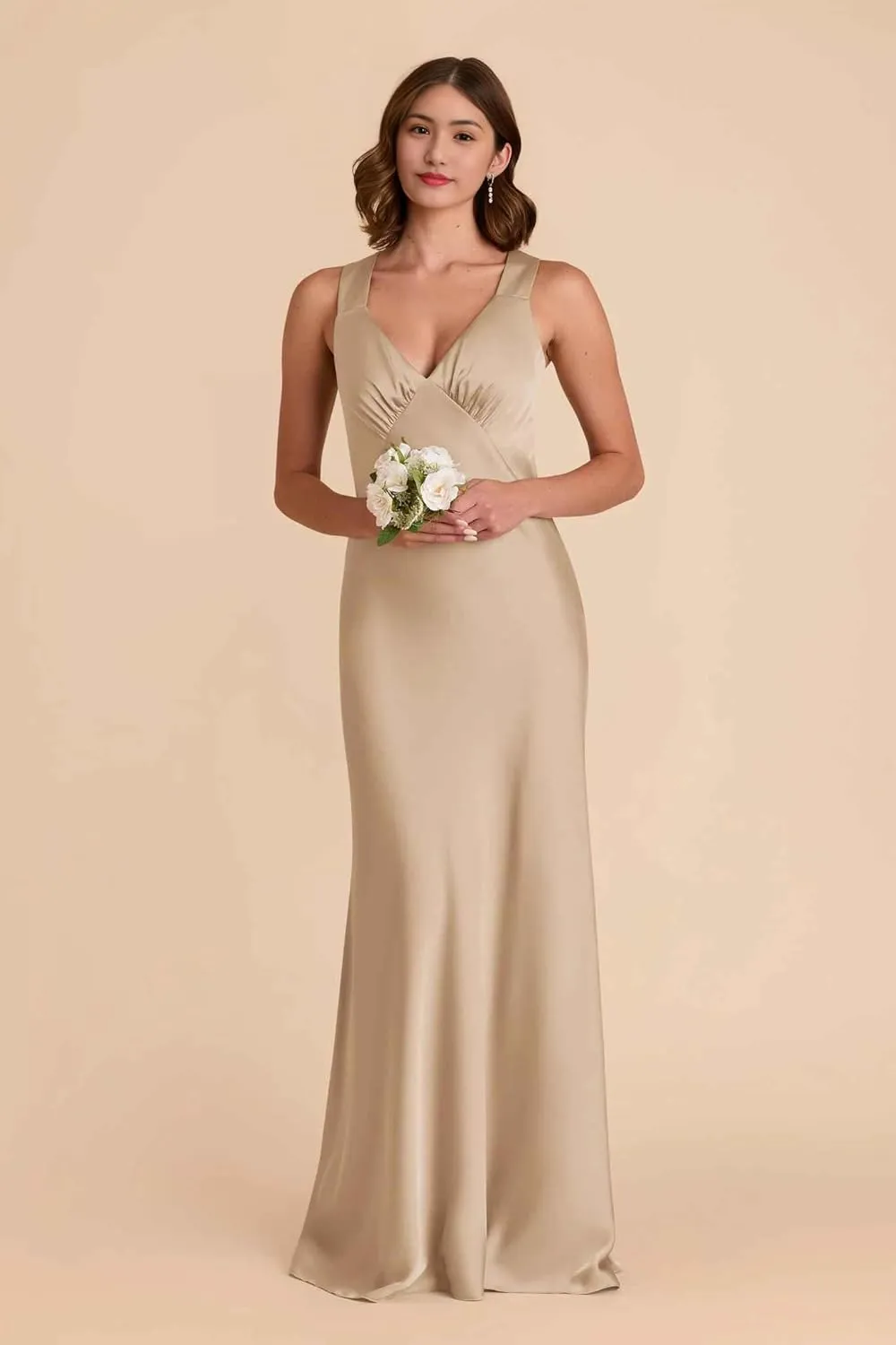 Bridemaid Dresses Spaghetti Strap v-Neck Marmaid Floor Length Dresses for Women Formal