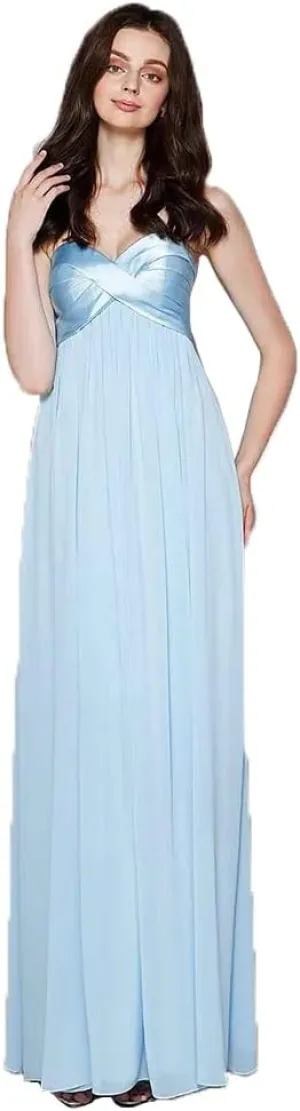 Bridesmaid Dress Sweetheart Sleeveless Floor Length Chiffon Sheath Column Satin Chiffon with Criss Cross