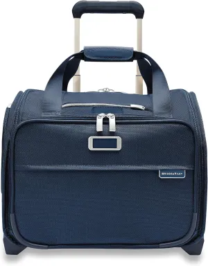 Briggs & Riley 2-Wheel Cabin Bag - Carry On Luggage for Travel, Suitcases with Wheels, Softside Rolling Bag for Men & Women, Interlocking Handle, Self-Repairing Zipper - Baseline Collection, Navy