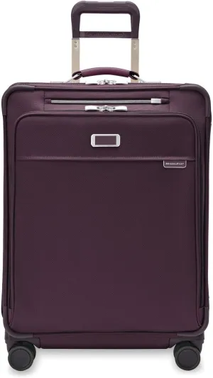 Briggs & Riley 26" Medium Expandable Spinner - Checked Luggage for Travel, Suitcases with Wheels, Softside Rolling Bag for Men & Women, Self-Repairing Zipper - Baseline Collection, Plum
