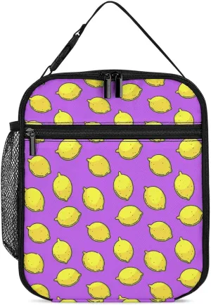 Bright Yellow Lemons Reusable Lunch Bag Insulated Portable Lunch Box Bag Leak Proof Dining Bag Lunch Box Container Tote Pattern126