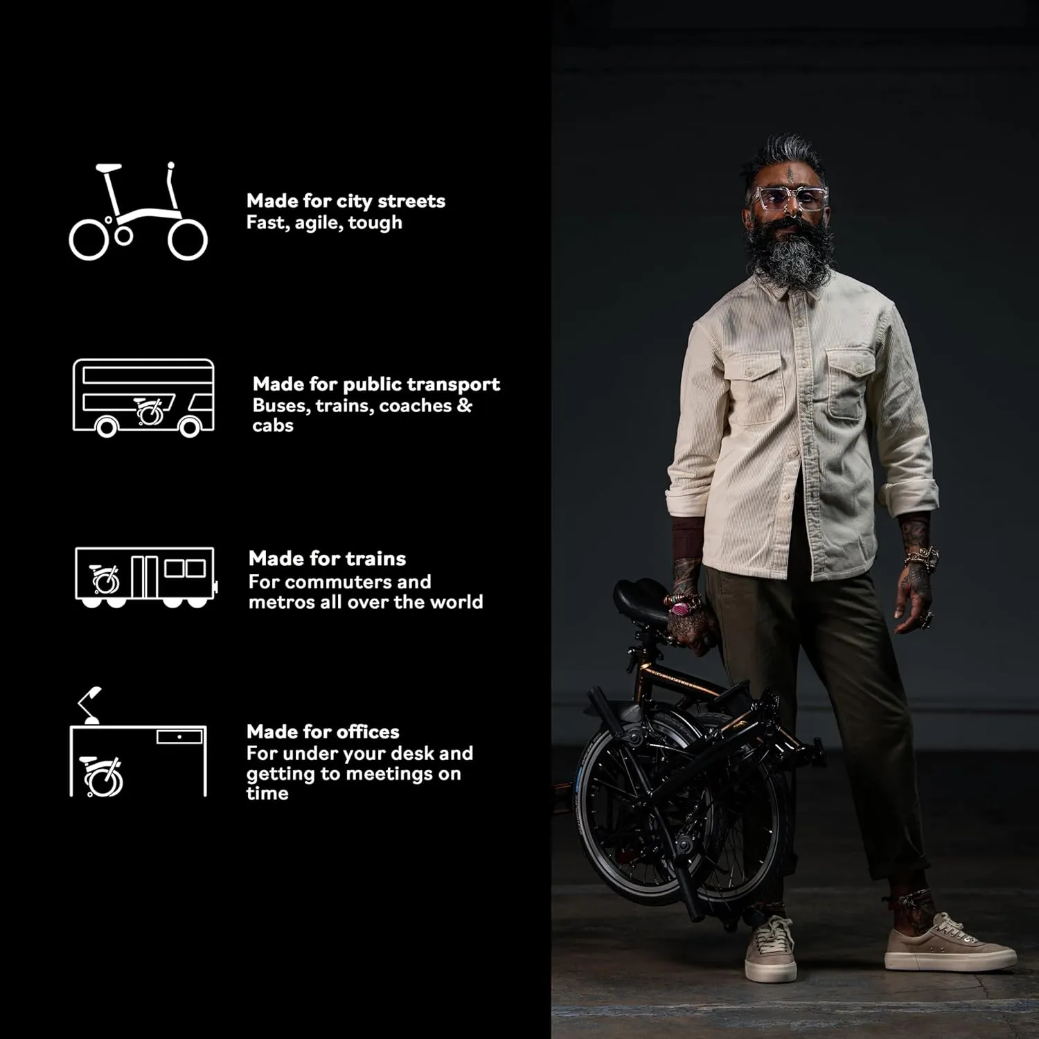 Brompton Folding Commuter Bike C Line 12-Speed | Compact, Lightweight, Urban Bike for Adults