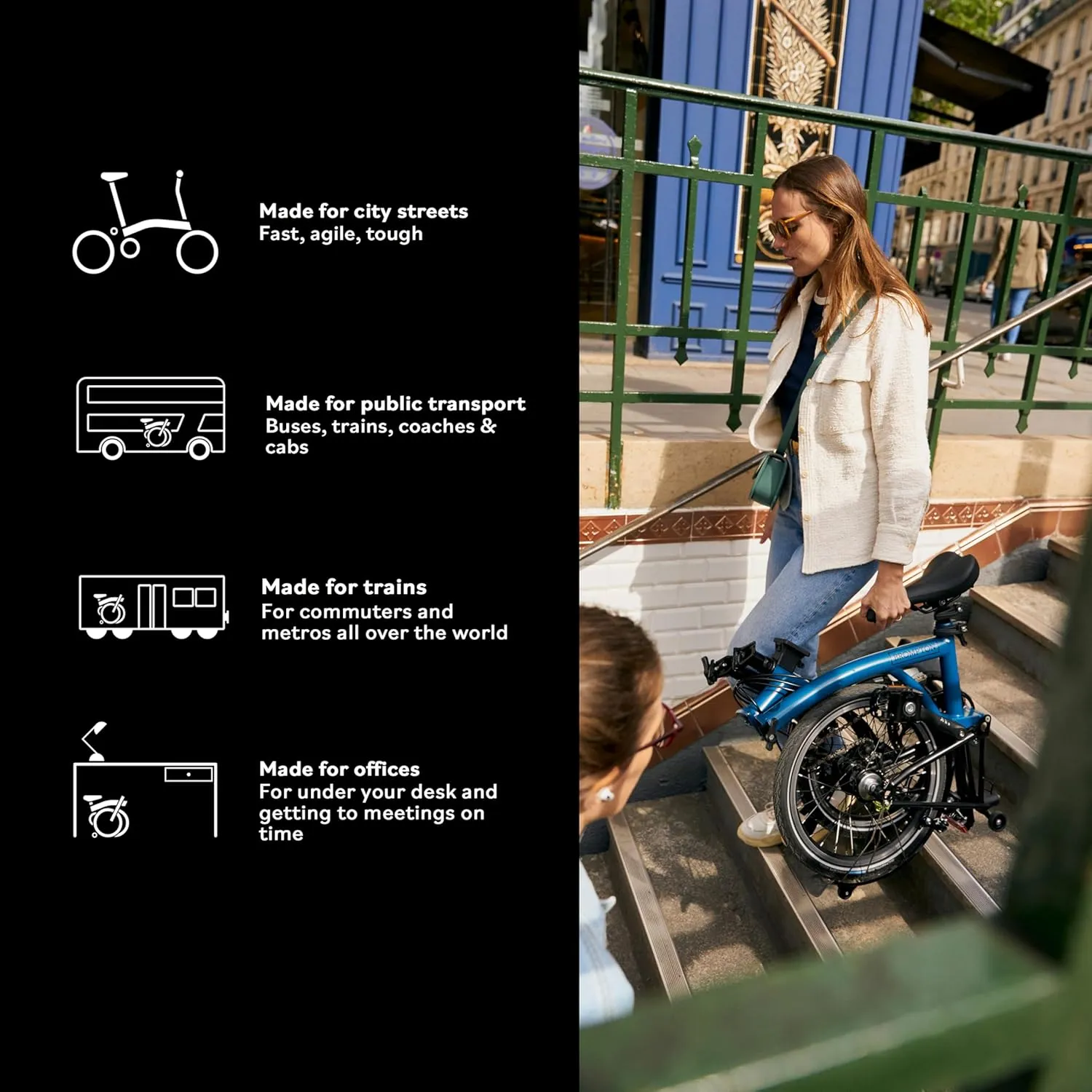 Brompton Folding Commuter Bike C Line 6-Speed | Compact, Lightweight, Urban Bike for Adults