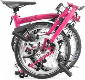 Brompton Folding Commuter Bike C Line 6-Speed (Mid Handlebar, Hot Pink) | Compact, Lightweight Urban Bike for Adults