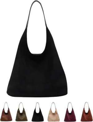 Brown Suede Tote Bag for Women - Soft Leather Shoulder Bag Purse for Office, Work & Daily Use