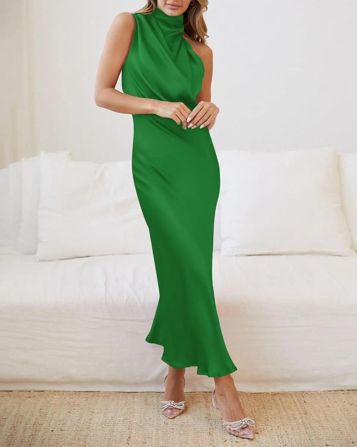 BTFBM Womens Sleeveless Cocktail Dresses Mock Neck Keyhole Elastic High Waist Evening Party Maxi Wedding Guest Dress