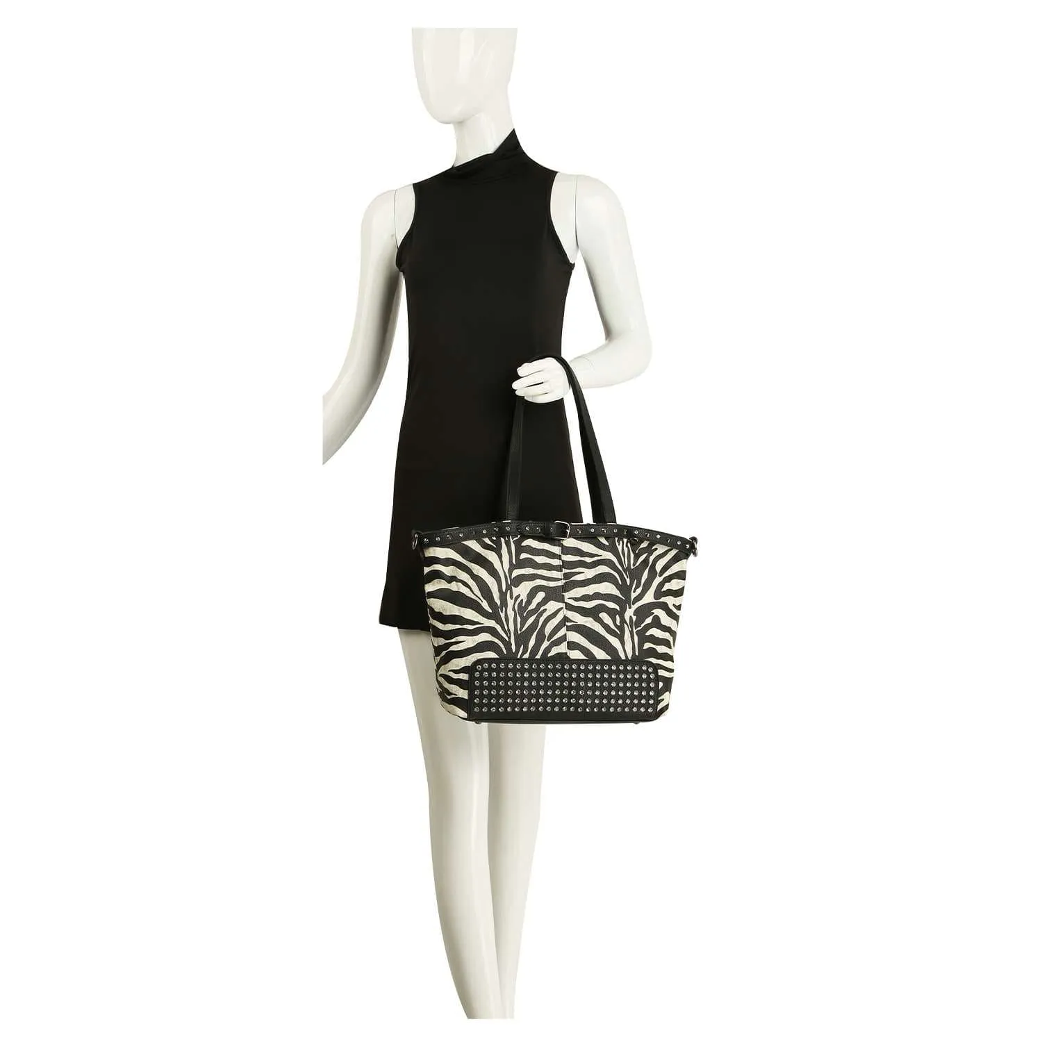 Buckle and Rhinestone Accented Handbag