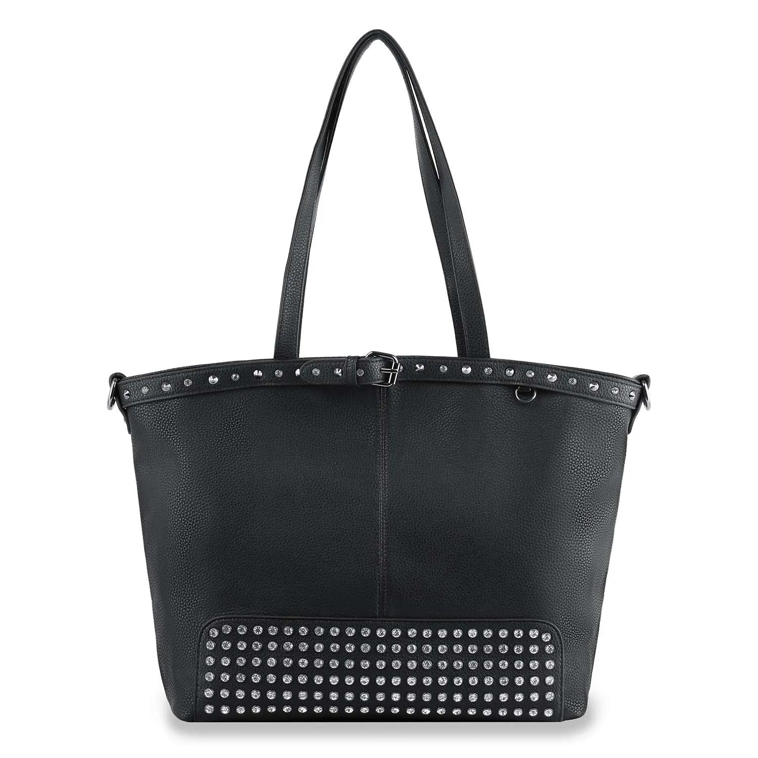 Buckle and Rhinestone Accented Handbag