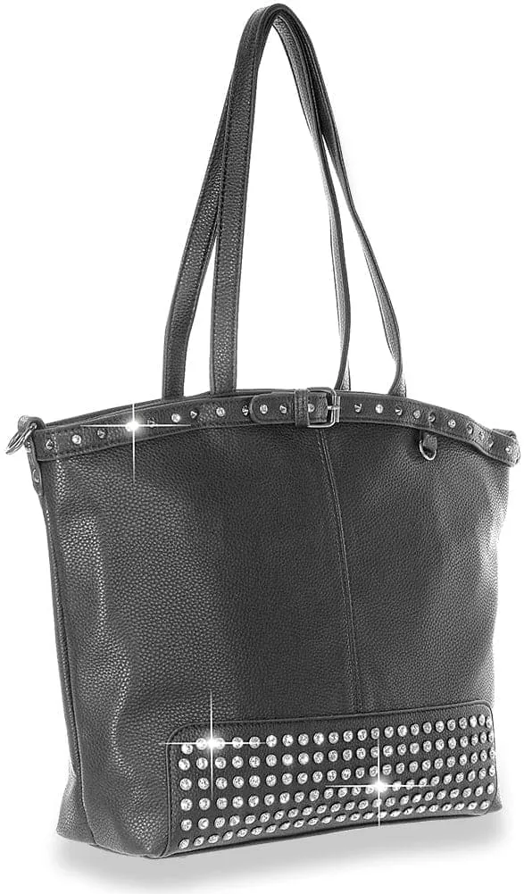 Buckle and Rhinestone Accented Handbag