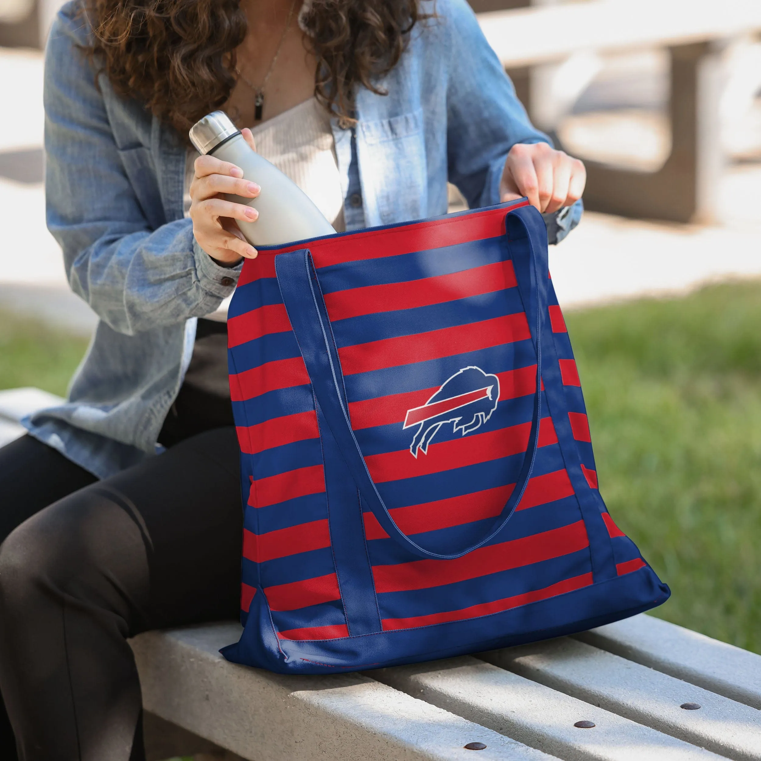 Buffalo Bills Team Stripe Canvas Tote Bag