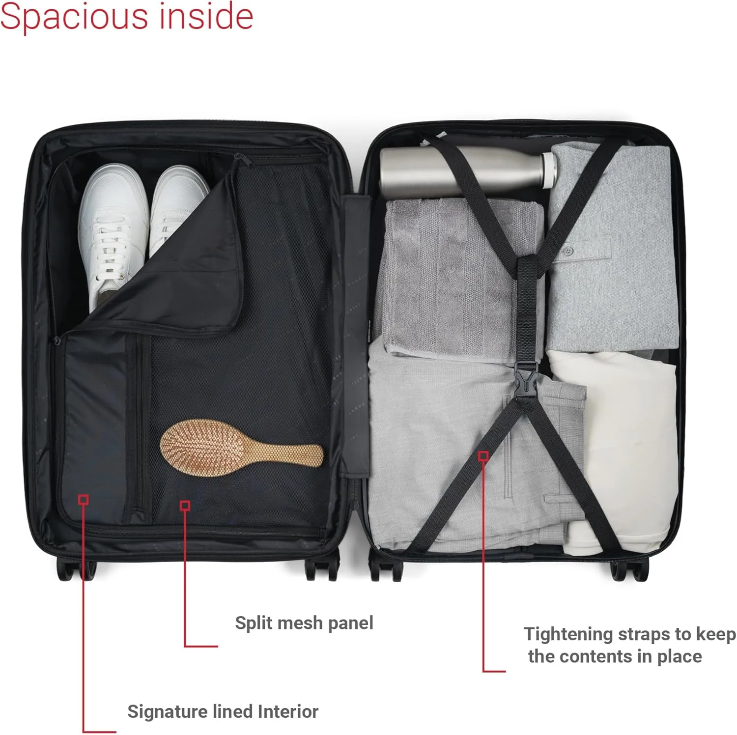 Bugatti Nashville Collection 24 Inch Hard Shell Luggage for Airplanes, Mid Size Hardside Expandable Suitcase with 360-Degree Spinner Wheels, Retractable Handle, Navy