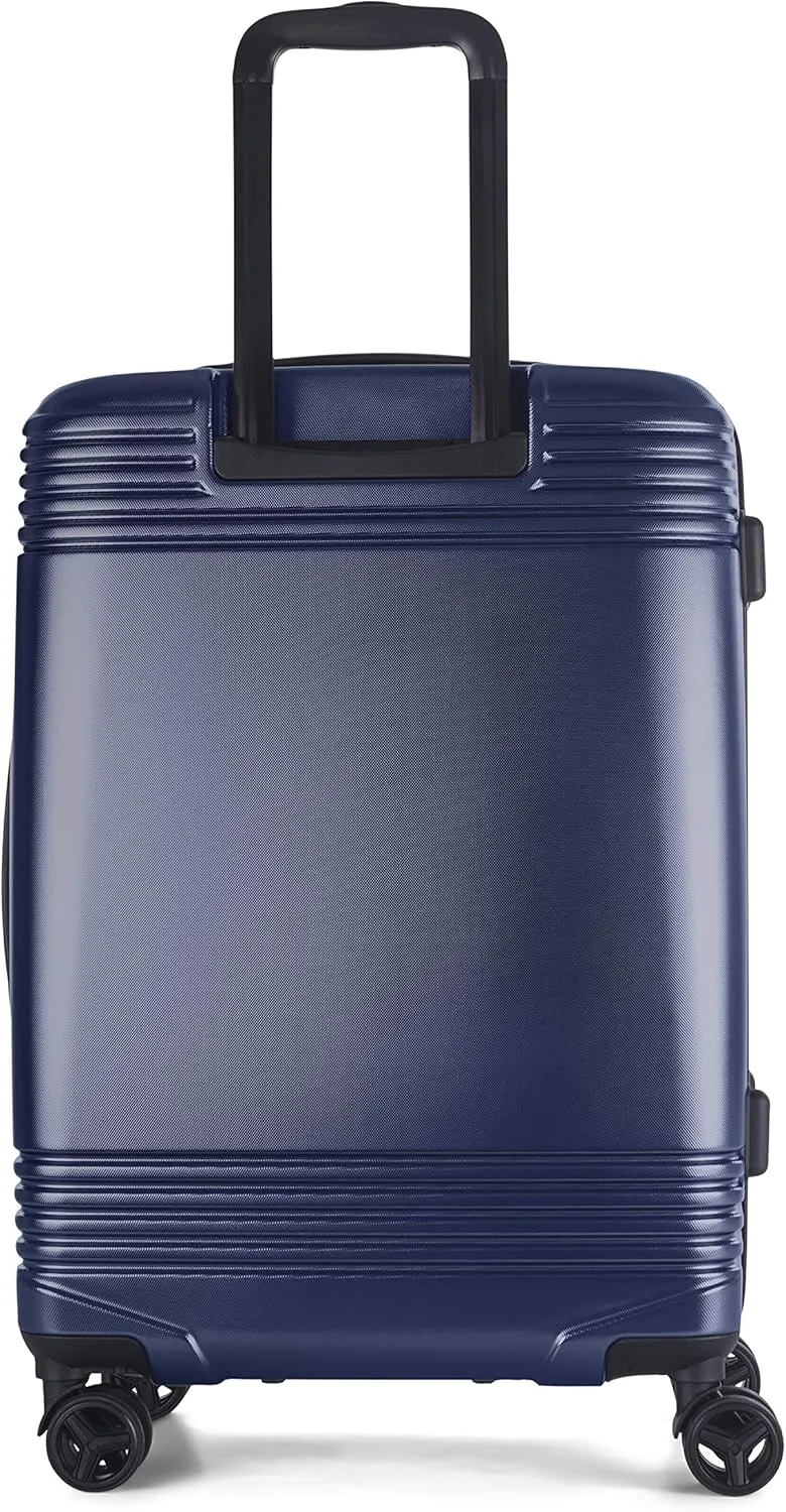 Bugatti Nashville Collection 24 Inch Hard Shell Luggage for Airplanes, Mid Size Hardside Expandable Suitcase with 360-Degree Spinner Wheels, Retractable Handle, Navy