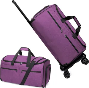 Bukere Garment Bag with Wheels, Rolling Travel Garment Duffle Bag with Shoes Compartment, Convertible 3 in 1 Suit Dress Bags for Men Women Business
