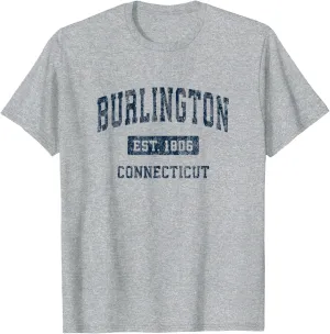 Burlington Connecticut CT Vintage Sports Design Navy T-Shirt