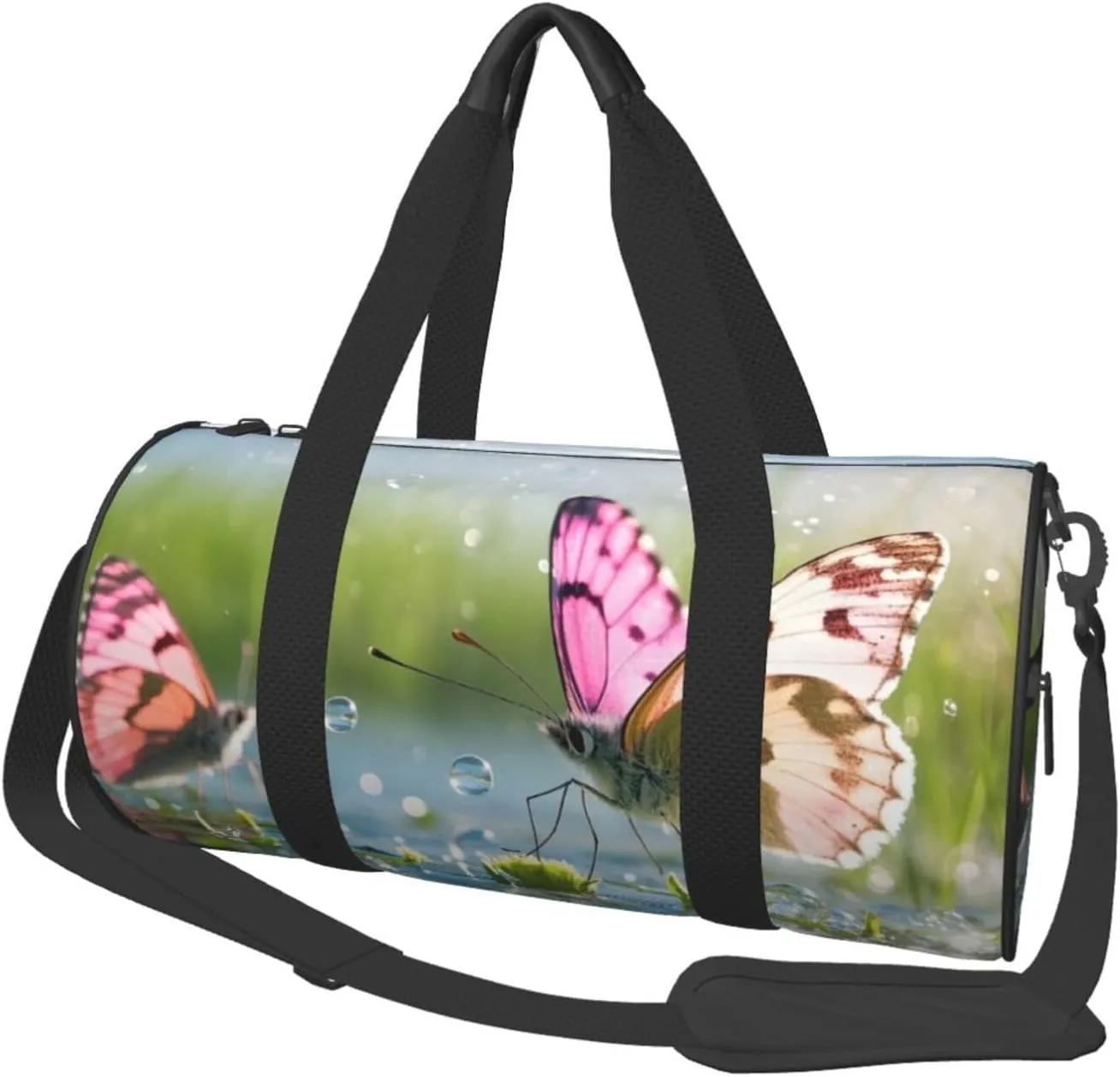 Butterflies Print Round Large Capacity Travel Luggage Bags,Men's and Women's Hand-Held Travel Clothing Bags