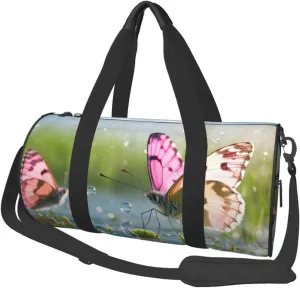 Butterflies Print Round Large Capacity Travel Luggage Bags,Men's and Women's Hand-Held Travel Clothing Bags